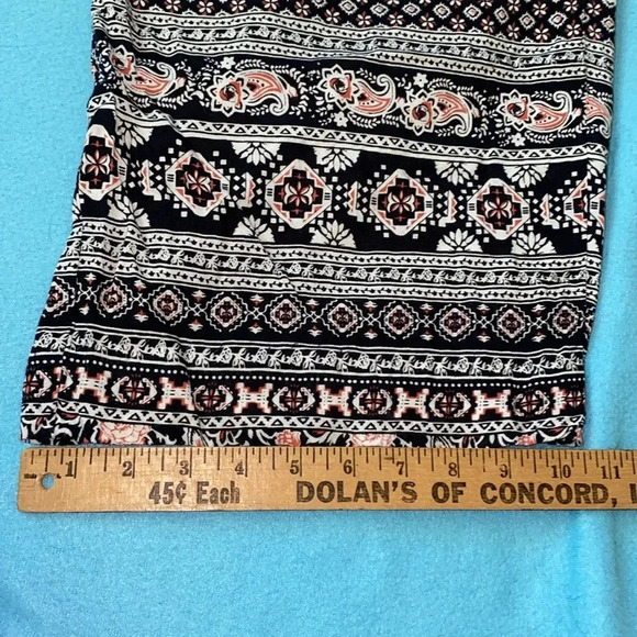 BOCABAY floral pull on crop pants elastic waistband drawstring 2 pockets size PL - Picture 9 of 9